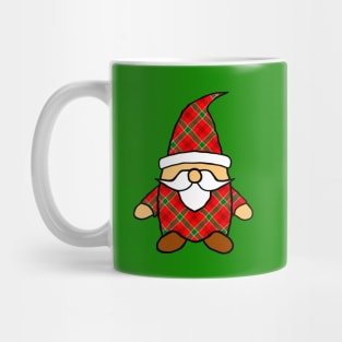 Cute Cartoon Gnome Red Green Plaid Pattern Mug